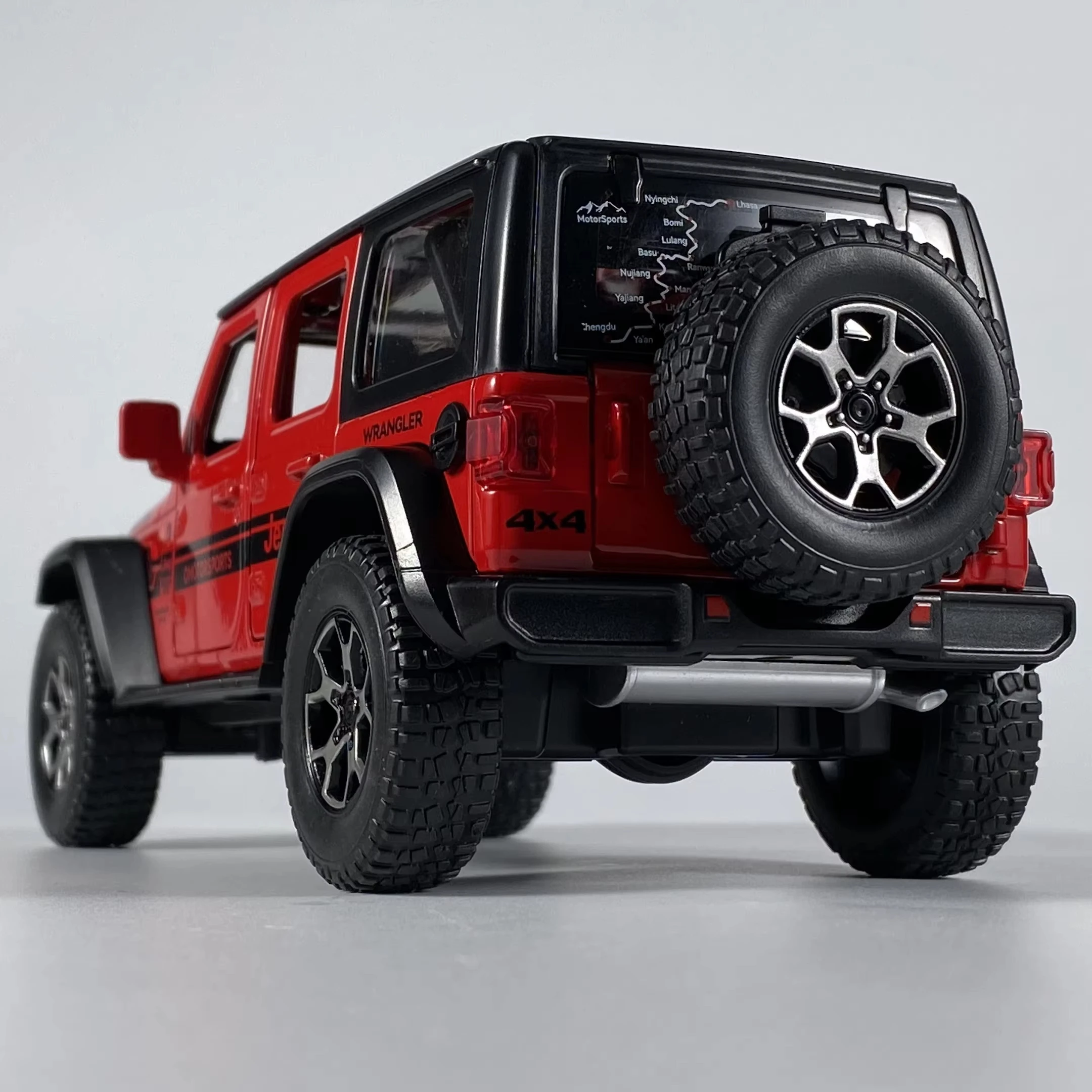 1:22 Jeep Wrangler Off Road SUV in lega di metallo pressofuso modello di auto suono e luce tirare indietro oggetti da collezione decorazione hobby compleanno ragazzo