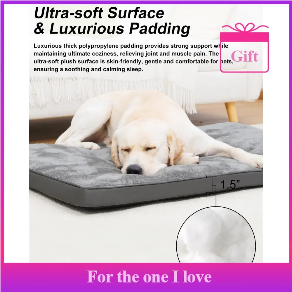 

Dog Bed, Large Plush Dog Bed Mat, Non-slip Bottom, 35x22 Inches, Washable Pet Sleeping Mat