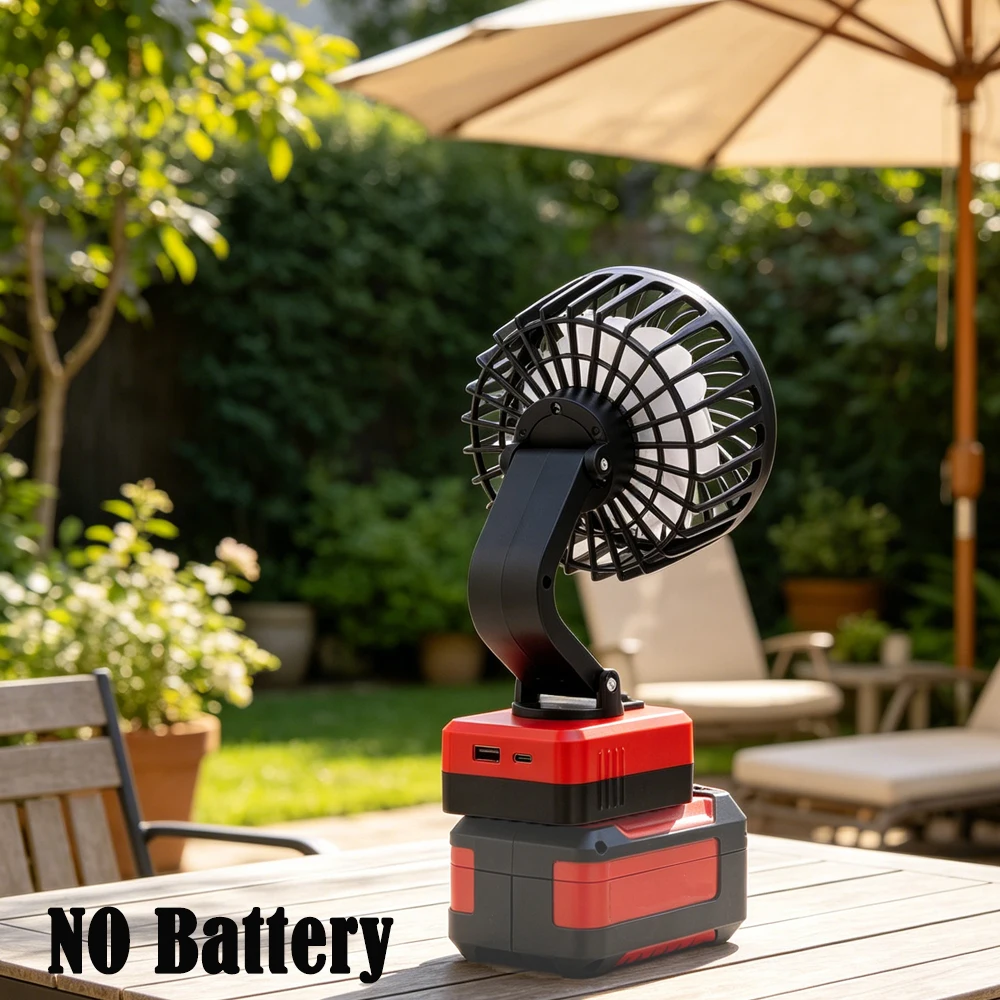 

Cordless Portable Fan Compatible with for Ozito 18V Lithium Battery for Camping Fishing Travel Emergency Adjustable Angle