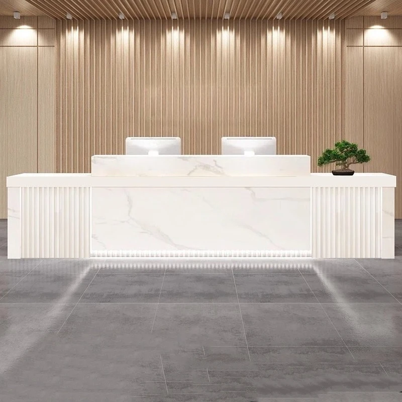 

Customized Beauty Reception Desk Exquisite Nordic Unique Design Reception Desks Creative Modern Schreibtisch Office Furniture