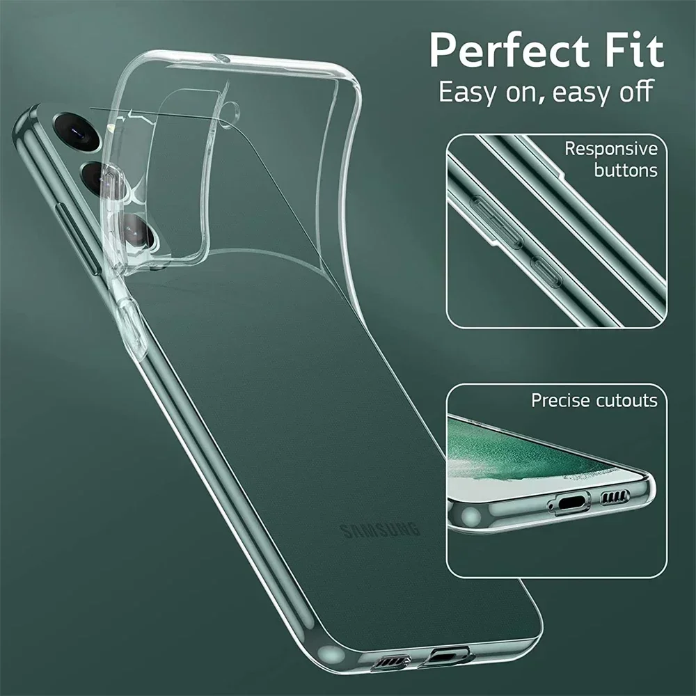 Transparent Clear Silicone Soft Case For Samsung Galaxy S24 S23 S21 FE S22 Plus Ultra Thin Bumper Shell S 24 23 22 21 Back Cover