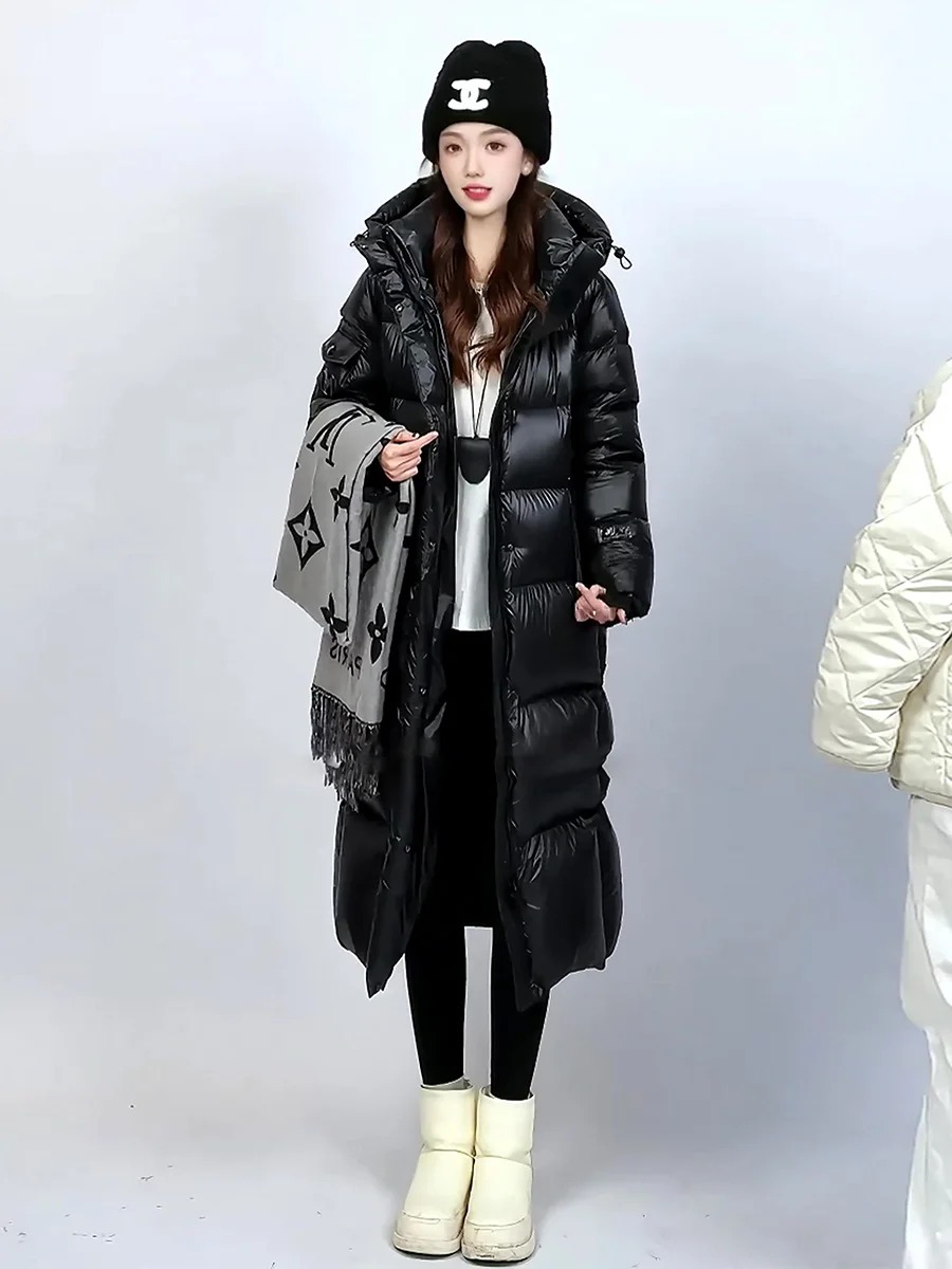 

Ультратонкое белое пуховое пальто Sli Ultra-Look Long для женщин, экстремально морозостойкое, для поездок на работу, с капюшоном