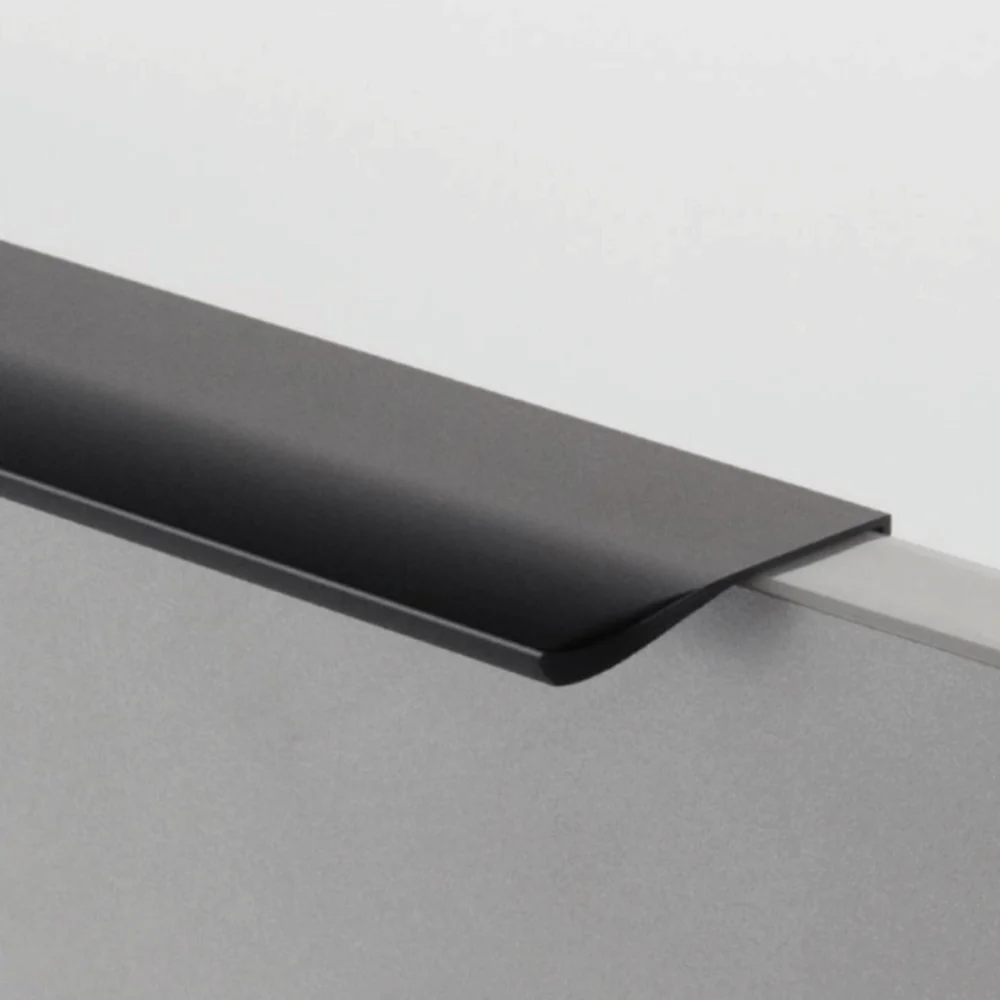 Space Aluminum Hidden Cabinet Handle Black/gold/grey Multiple Sizes Arc Door Handle Double Hole Easy To Install