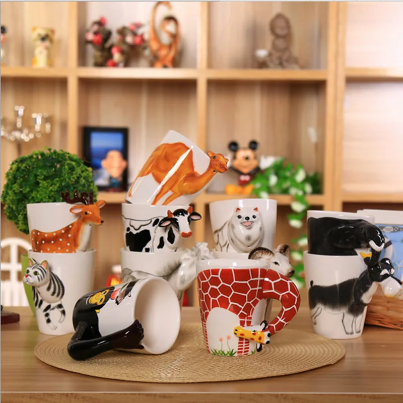 European Style Cartoon 3D Animal Dinosaur Ceramic Coffee Cup Birthday Gift Office Mug Alien Animal Tea Cup Home Decoration New