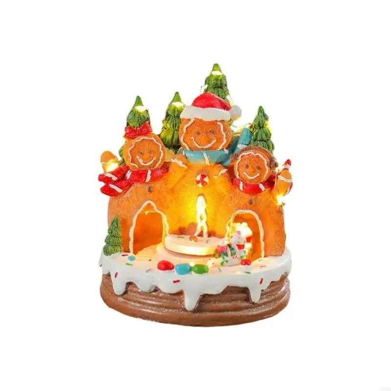 H8WB Rotating Christmas Music Box Christmas Shelf Figure with Internal Light Motion