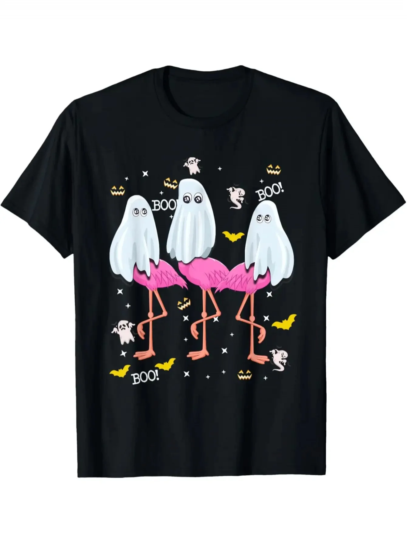 Men'S Breathable Short-Sleeve T-Shirt Featuring a Humorous Flamingo Design, Perfect for Halloween Parties And Casual Street Style, Ideal for Running, Workouts, And Everyday Use
