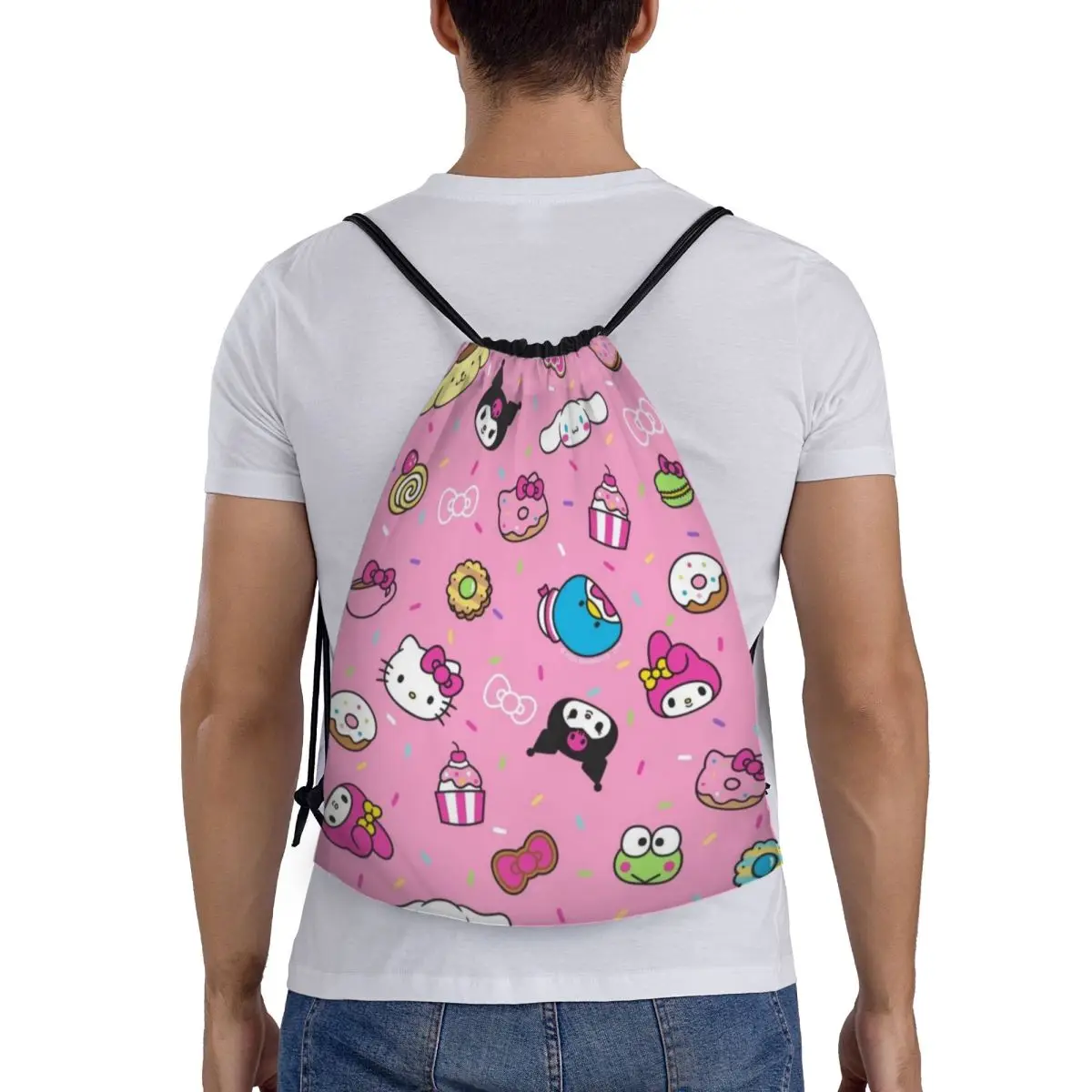 Sanrio Drawstring bag Storage Portable Handbags Grocery Shopping Shoulder bags foldable Travel Bag