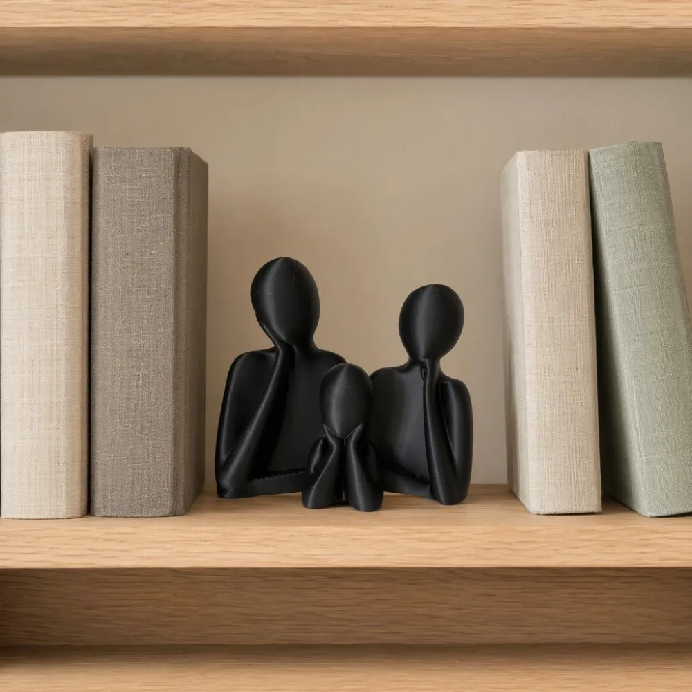 Couple Embracing Sculpture Abstract Family Sculpture Plastic 3D Printed Sculpture of A Family of Three Unique Modern