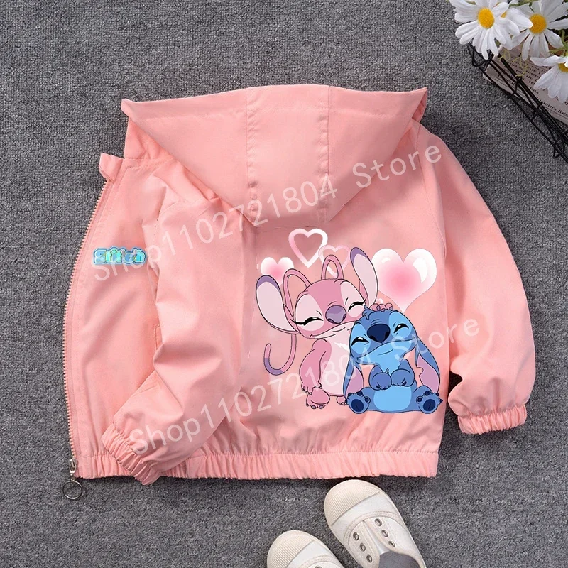 Veste d'extérieur Disney Stitch pour filles, vêtements animés mignons, impression de dessin animé, manteaux CombStich, fermeture éclair, cadeaux d'anniversaire, Kawaii, Y-Clothes