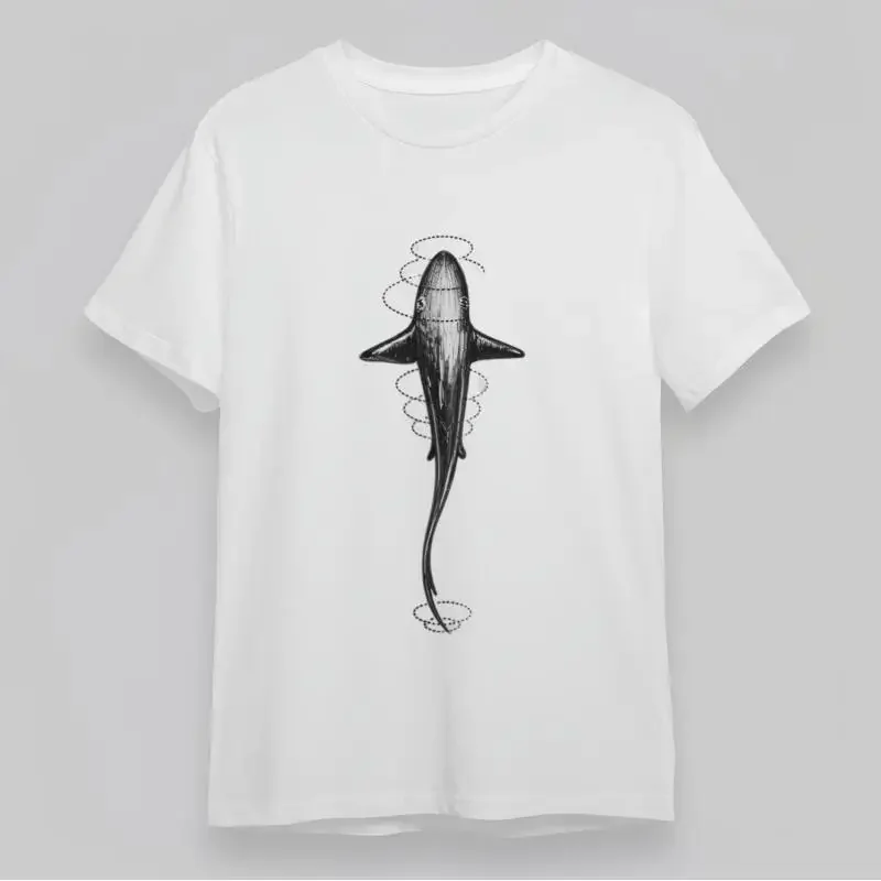 Men'S Trend Classic T Shirt Shark Swimming With Bubble Trail