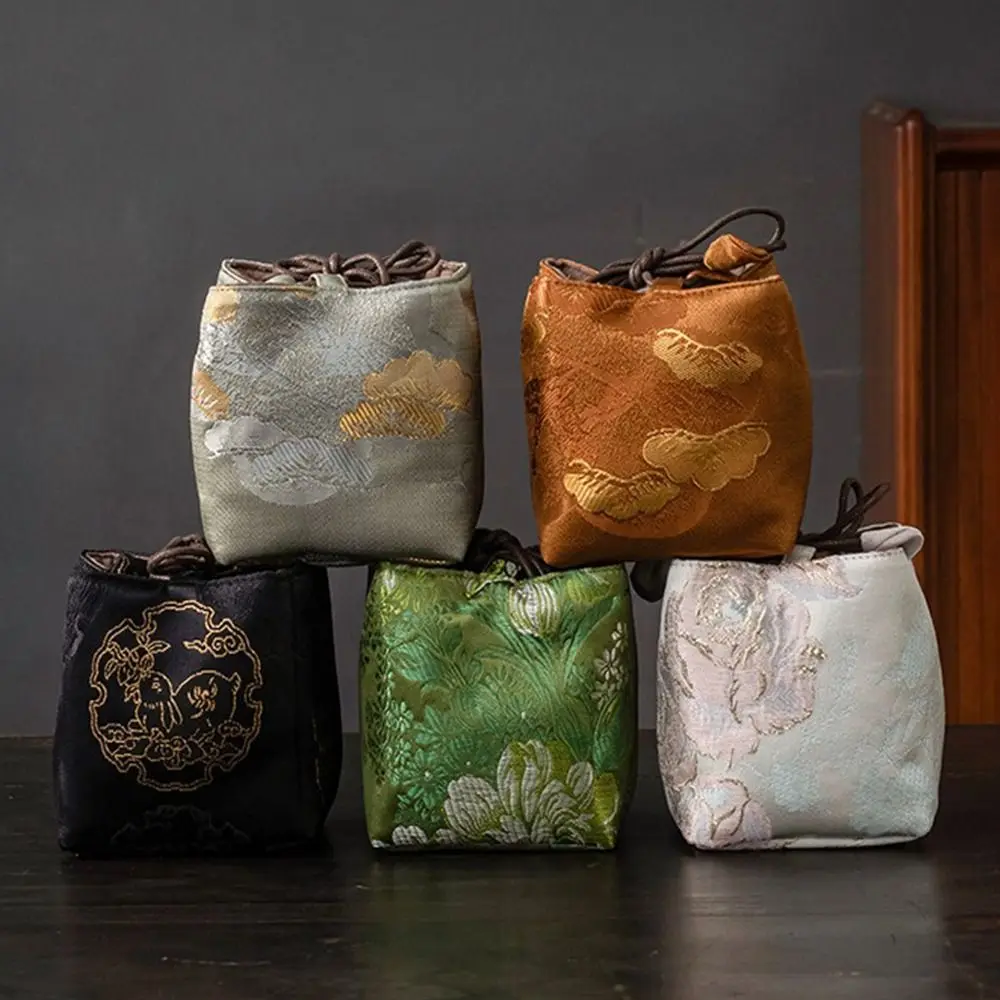 Chinese Style Brocade Tea Set Storage Bag Thickened Embroidered Chinese Style Bag Tea Accessories Bag Gift
