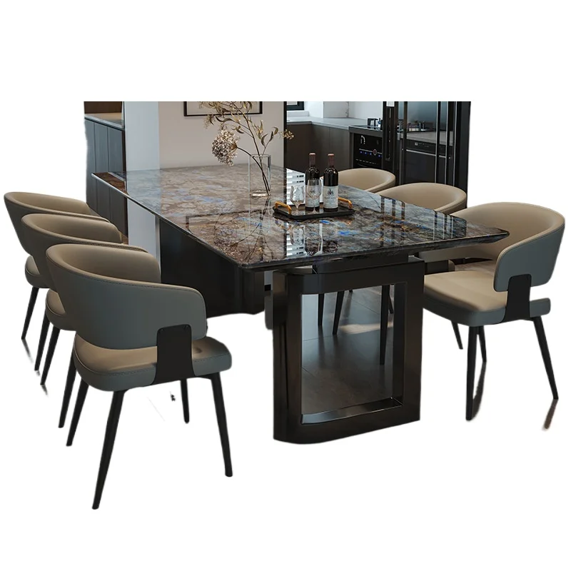

Natural luxury stone dining table rectangular Italian light luxury high-end villa dining table high-end sapphire