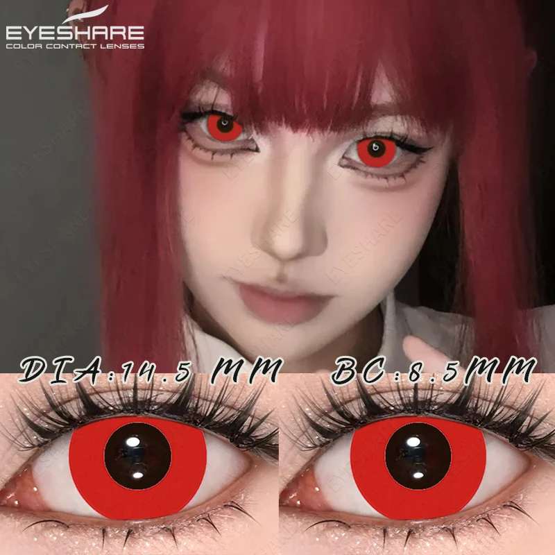 EYESHARE 1 Paar Halloween-Cosplay-Kontaktlinsen, rote Anime-Linsen, weiße Kontaktlinsen, schwarze Linsen, verrückte Augenlinsen, für die jährliche Anwendung – Detail 25