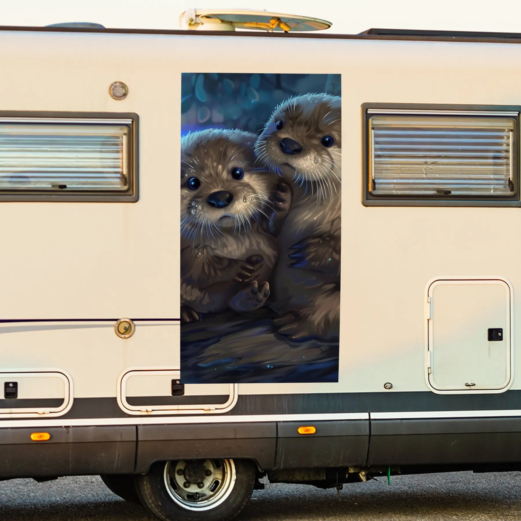 

Наклейка Cute Otters on Log ArtCar, виниловая наклейка на сторону моторики дома, водонепроницаемая самоклеящаяся виниловая наклейка на сторону