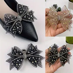 2PCS Elegant Detachable Bow Detail Shoe Clips For Decorating Wooden Flat Sandals DIY Accessory Easy-Match Shoe Decoration
