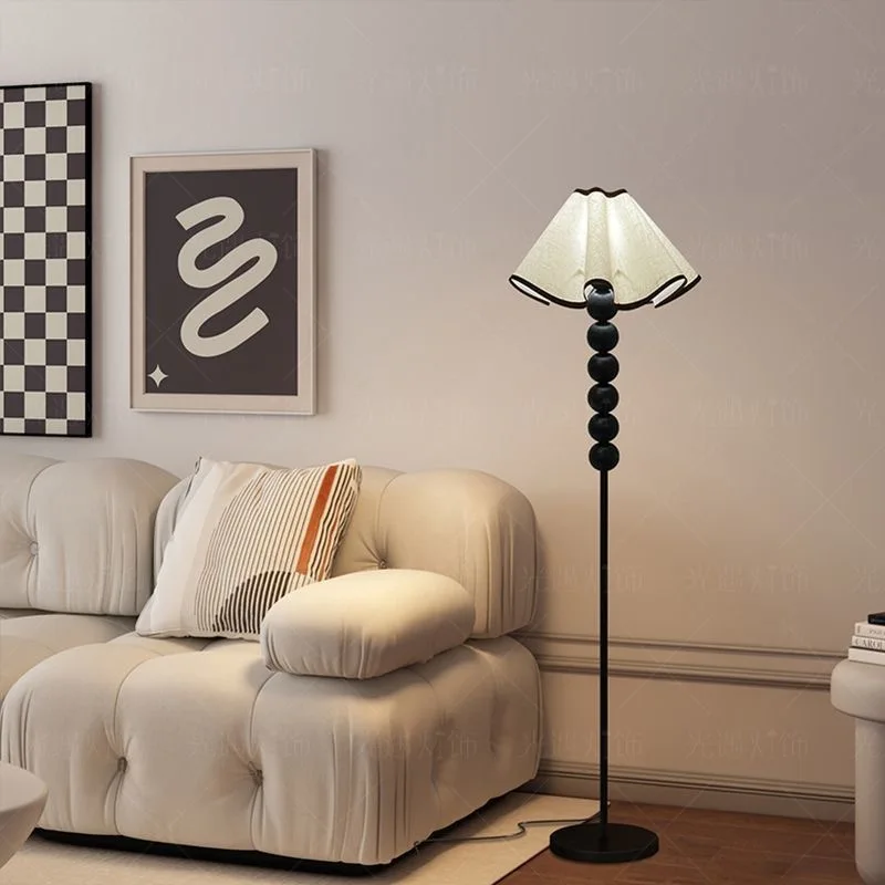 Retro Pleated Floor Lamp Living Room Bedroom Decoration Atmosphere Lamp Creative Simple Flower Floor Lights Sofa Bedside Lamp - view 3