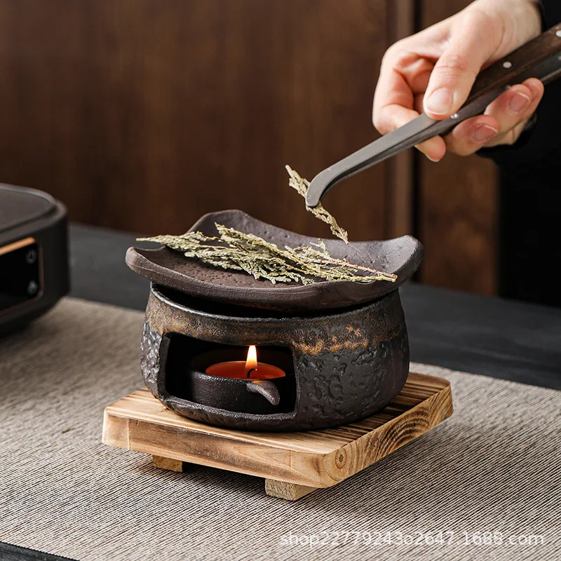 HYS Aromatherapy Burner Candle Dry Burning Niche Premium Incense Burner Roasted Tea  Incense  Cedar Isolated Baking
