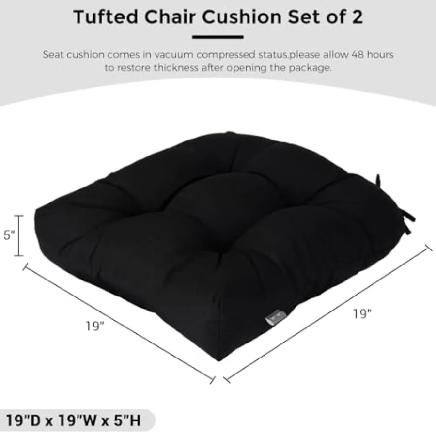 Outdoor Chair Cushions 19 x19 Inch, Water Resistant Tufted Seat Cushions 19