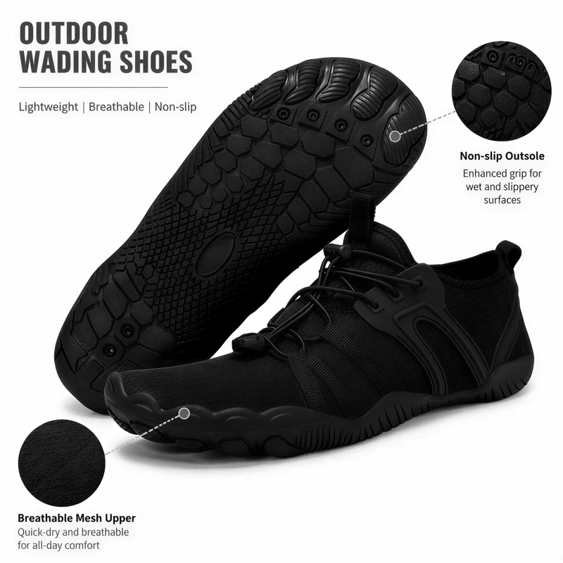 Couple Water Shoes Quick Dry Breathable Anti Slip Wear Resistant Lightweight Durable for Men Women River Beach Hiking Swimming