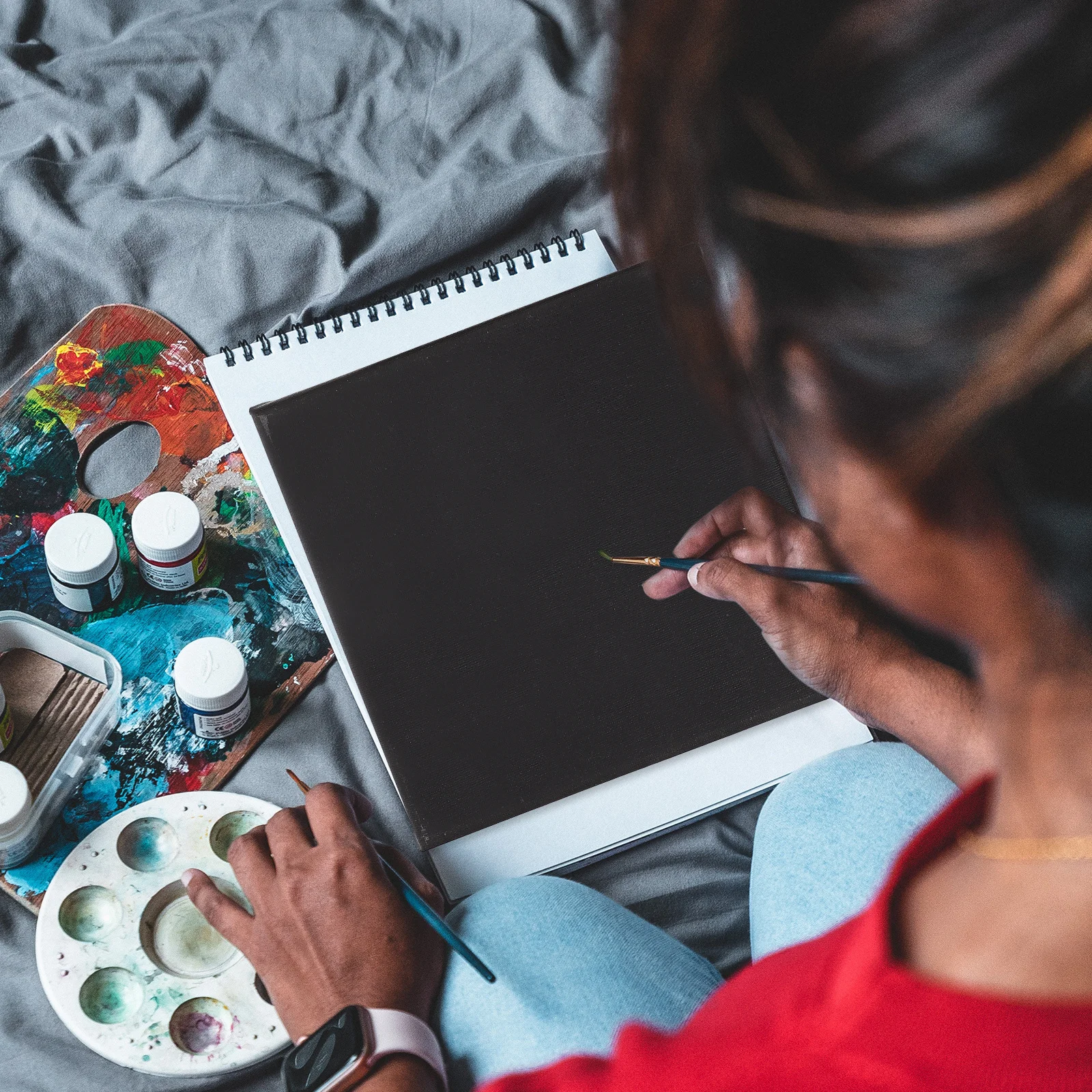 

2pcs Black Painting Canvas Panels 8X10 Inch Pre-Stretched Wrap Frames For Oil Water Diy Art Projects Artist Canvas Boards