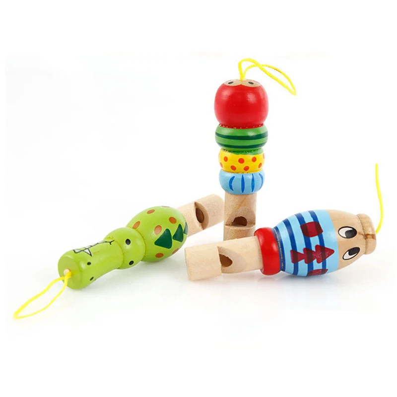 Cute Mini Animal Pirate Shape Wooden Whistle Music Toy Jewelry Pendant Early Education Teaching Aids Children\'s Holiday Gift