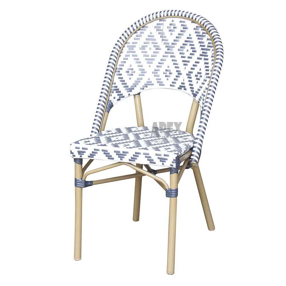 Outdoor French Bistro Chair Stacking French Cafe Metal Rattan Outdoor Bistro Chair For Restaurant Dining