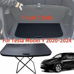 Foldable Camping Table for Tesla Model Y 2020-2024, Fits Rear Trunk Cargo Travel Folding Boot Table and Chairs Set