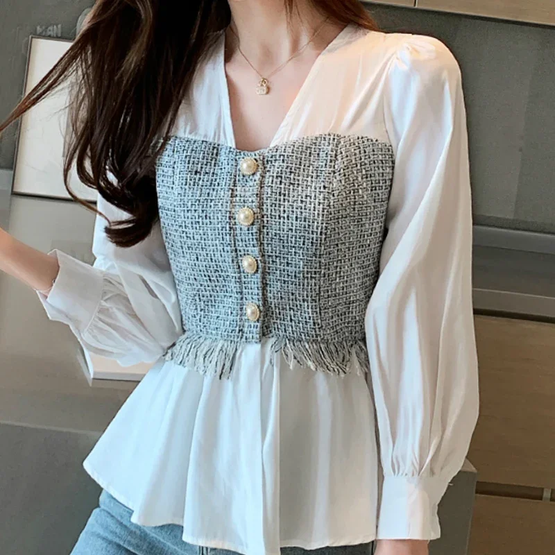 

Blusas Mujer De Moda 2024 Blouse Women Long Sleeve Women Blouses Shirts V-neck White Chiffon Blouse Shirt Women Tops Blusa