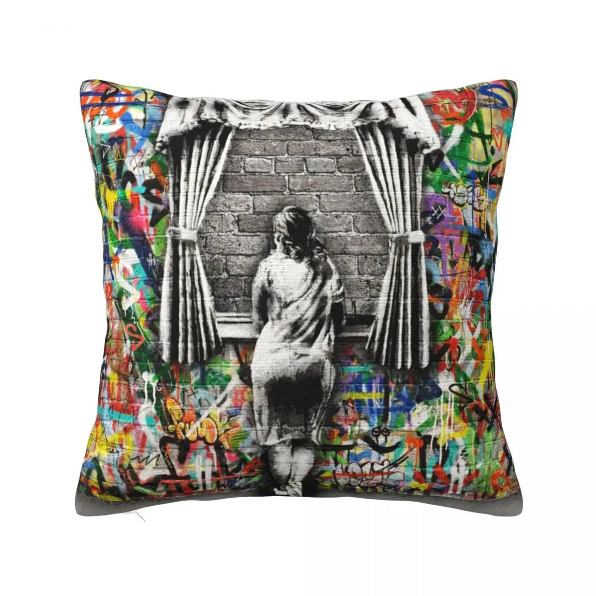 Banksy Street Graffiti Art Pillowcases Bed Car Spray Paint Social Commentary Cushion Case Cool Decor Throw Pillow Case 40*40