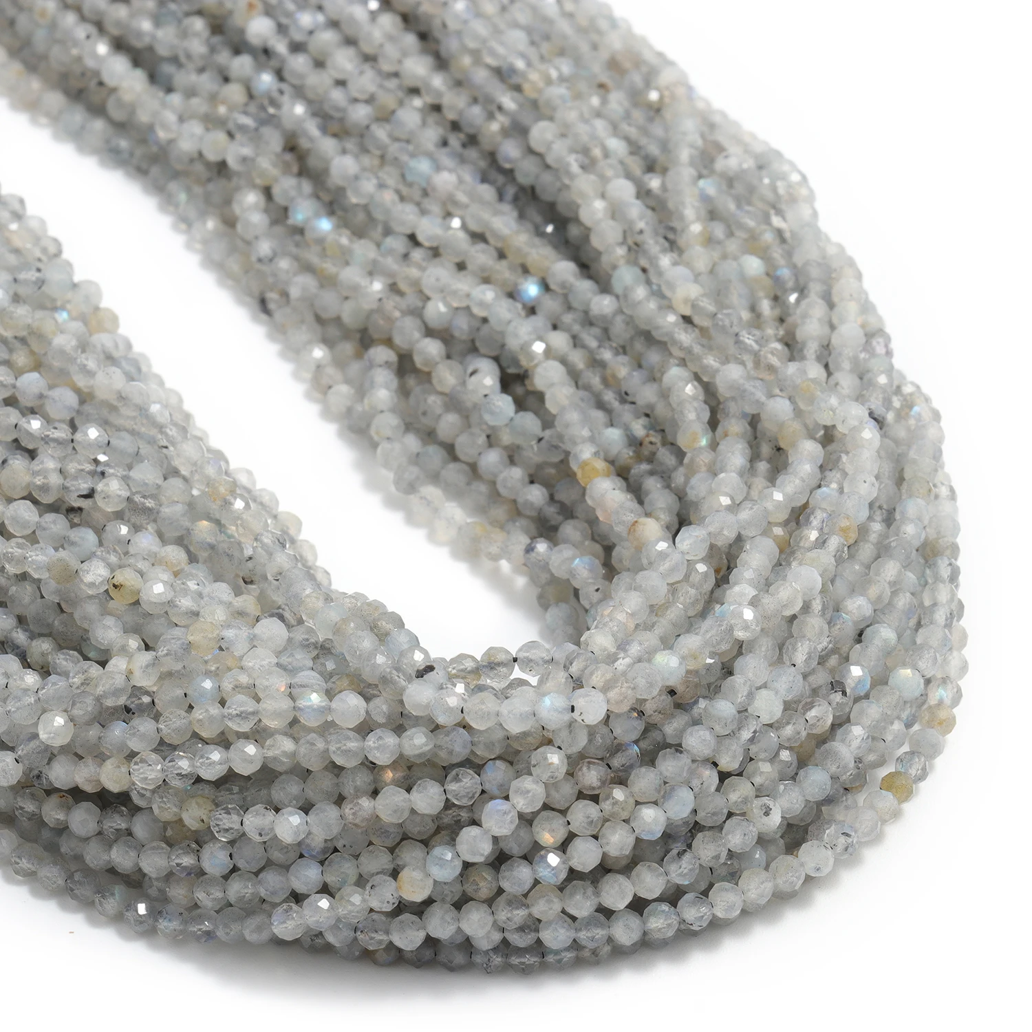 Großhandel Facettierte 2 3 4mm Naturstein Graue Labradorit Perlen Runde Kleine Lose Perlen für Schmuckherstellung DIY Armbänder Halsketten – Detail 1