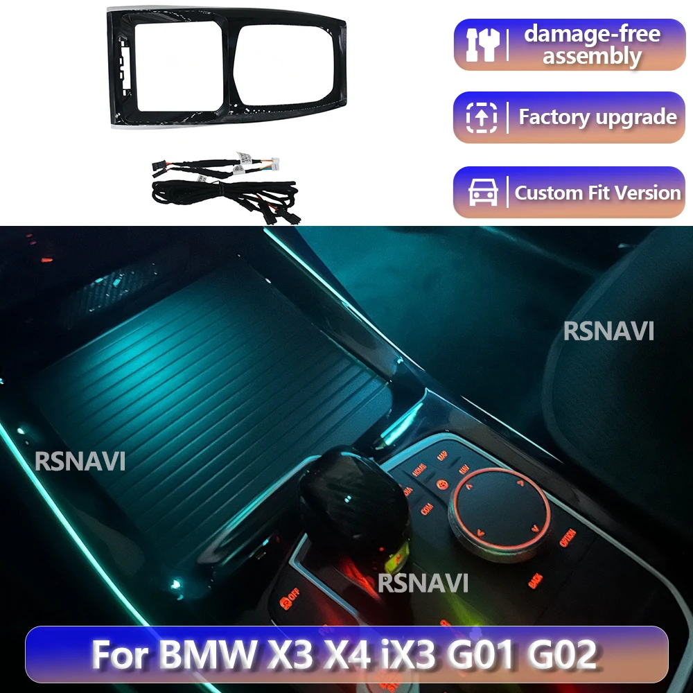 RGB Color Streamer for BMW New X3 X4 IX3 G01 G02 2017-2024 Center Console Saddle Light Car LED Decorative Lamp Ambient Light
