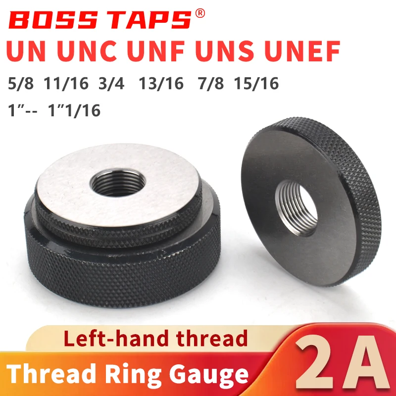 

1 компл. (1*GO+1*NOGO) 2A 5/8 11/16 3/4 13/16 7/8 15/16 UN/UNC/UNF/UNS/UNEF Американский стандартный кольцевой калибр с тонкой левой резьбой