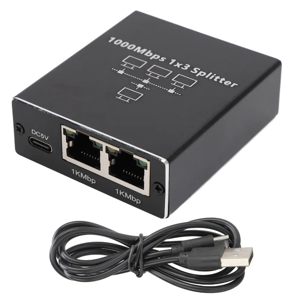 Plug and Play 1000Mbps Ethernet Splitter 1 to 3 RJ45 Port Network Switch High Speed LAN Splitter Cat 5/5e/6/7/8 Cable
