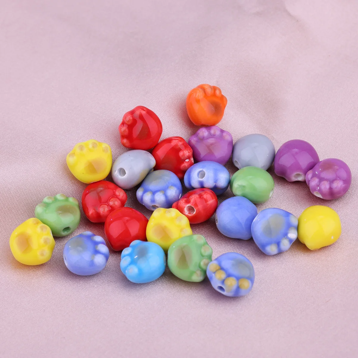 10pcs 13*12*10 ceramic charcoal-fired colorful kitten claw straight hole beads diy beaded bracelet necklace earrings jewelry han