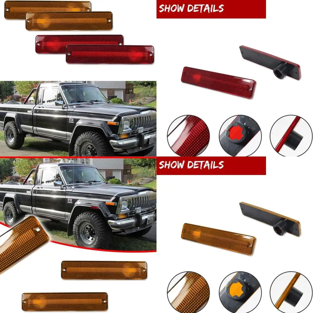 Jeep CJ5/6/7/10/20 جراند واجونير تشويش إذاعي العنبر الأمامي والأحمر المصد الخلفي ماركر طقم إضاءة #1