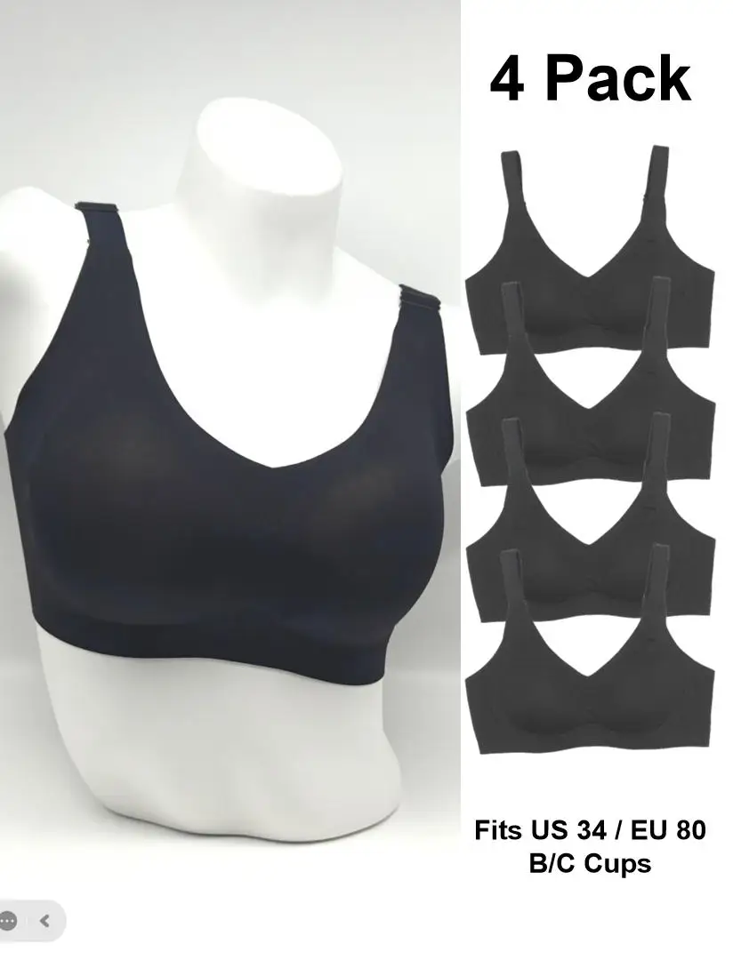 

Seamless Wireless Wide Strap Bra Padded Underbust & Side Wings Jelly Strip Support Basic Everyday Office Wear