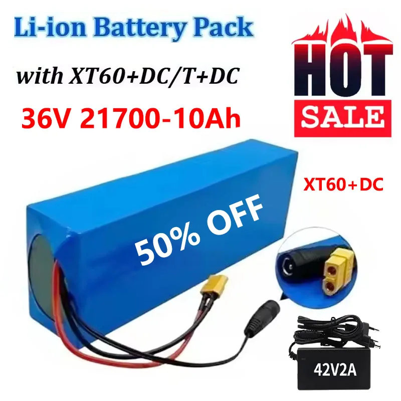 10000mAh 10S2P 21700 Newly Upgraded 18650 Lithium-ion Rechargeable Battery 36V Electric Scooter 42V2A Charger Replacement