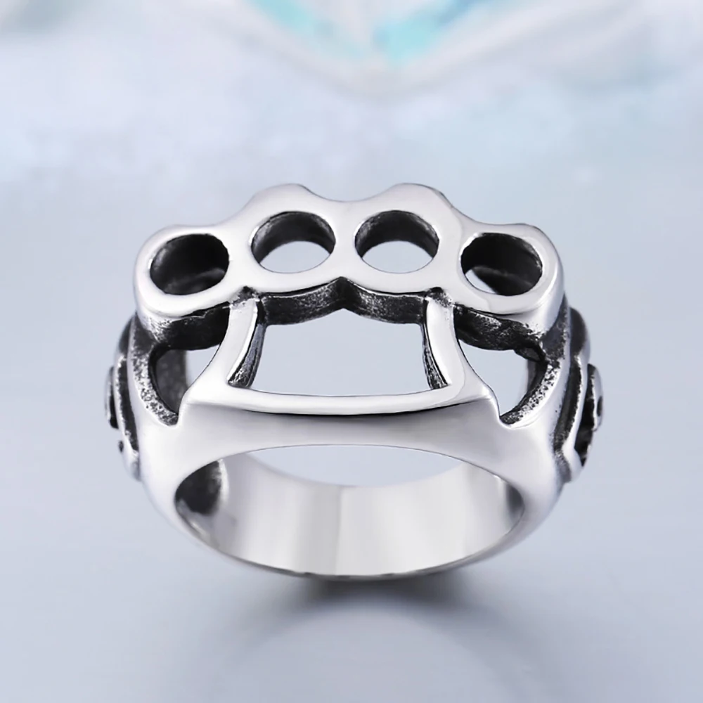 High Quality Stainless Steel Fight Boxing Knuckles Ring Punk Biker Skull Rings For Men Unique Personality Jewelry Gift Wholesale