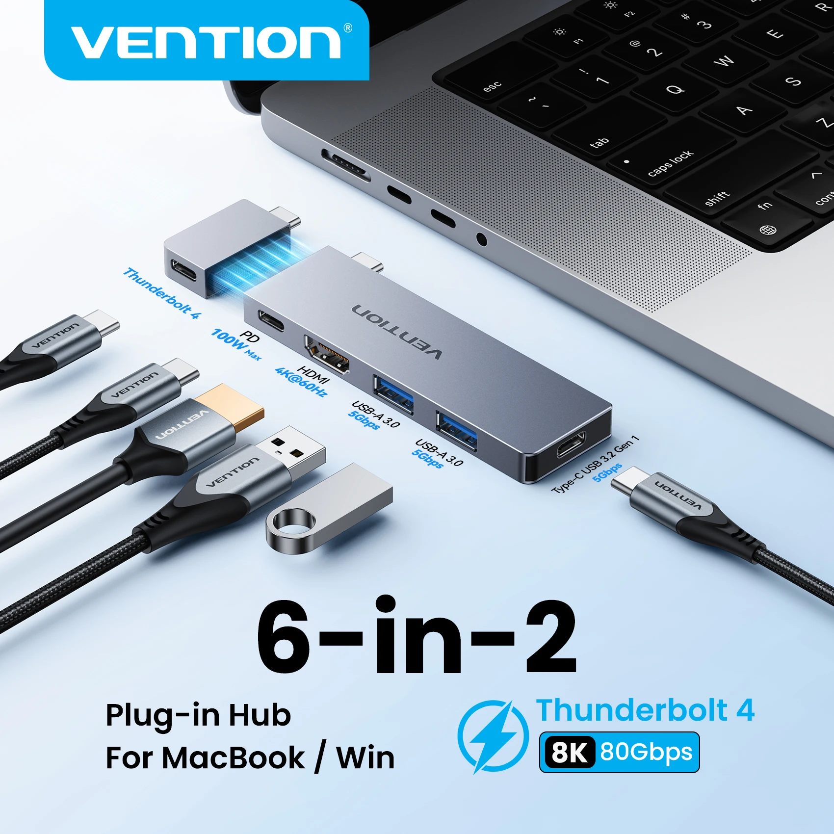 Usb Hub Gaming - Vention USB C Plug-in Hub 6