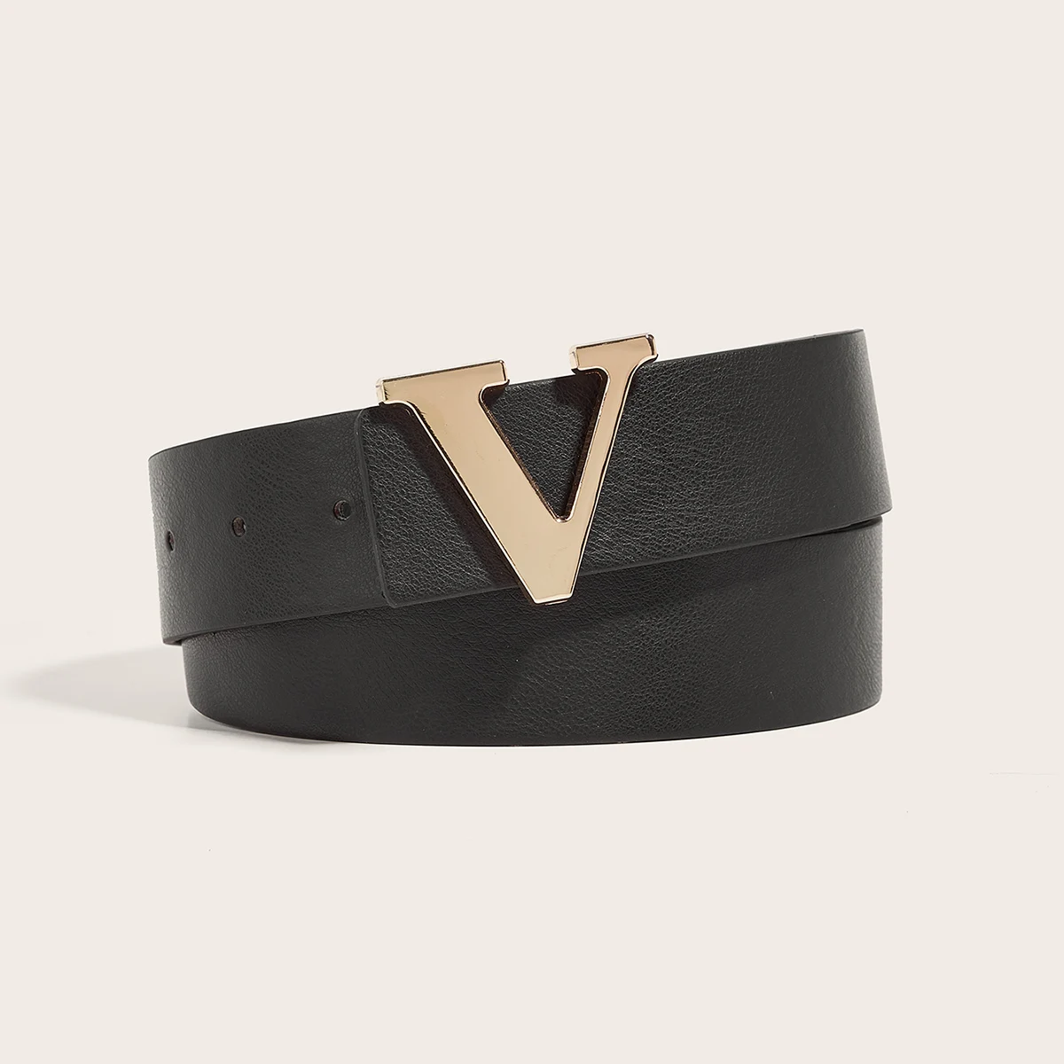 Letter V buckle PU belt versatile shorts and skirts for men and women