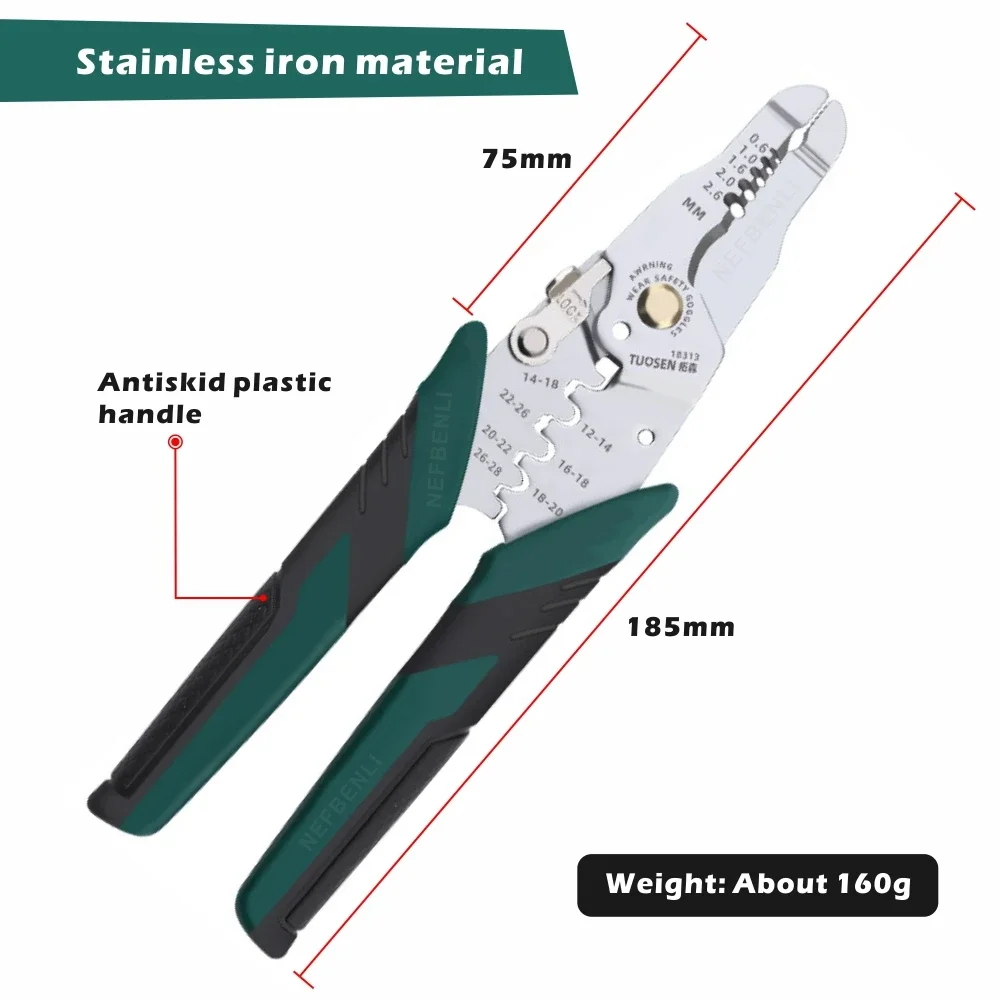 Multifunctional Wire Stripping Pliers Copper Pipe Crimper Wire Snap Ring Terminals Crimpper Electrician Wire Stripper Tools