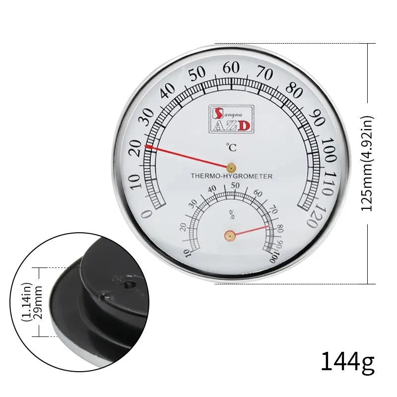 Termómetro 2 en 1, higrómetro 0 ℃-120 ℃, carcasa de Metal, medidor de temperatura de humedad, Monitor probador sin batería para invernadero, sala de Sauna