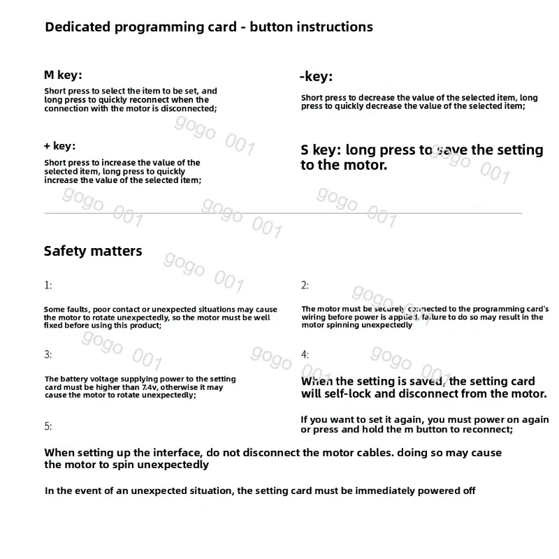 Universal Motor Programmer Card, Compatible with Various 5th Generation Motors for Speed Torque Setting, Easy Use