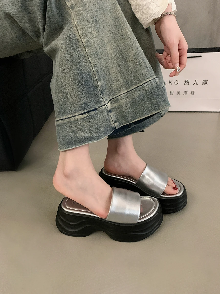 Kasual berjalan Platform loafer sandal nyaman desainer tinggi sandal untuk wanita Zapatos De Mujer slide Non-slip tren