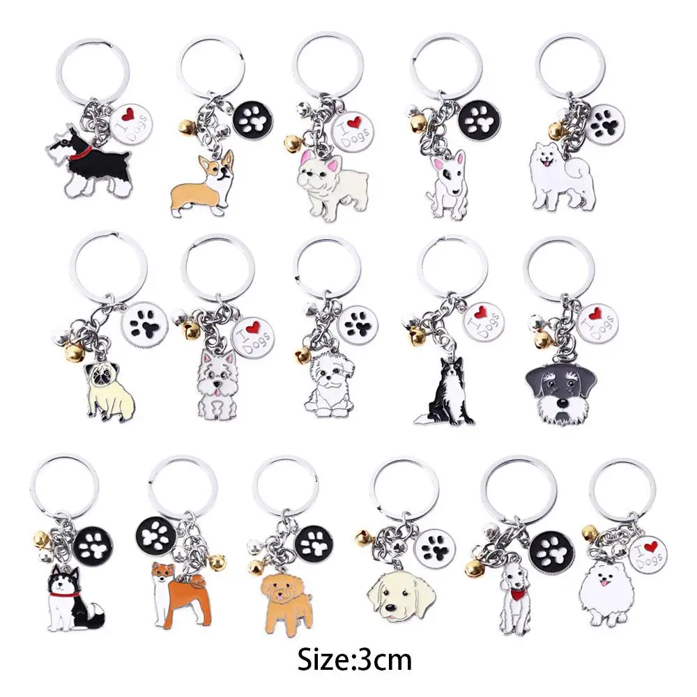 Bag Jewelry Women Golden Retriever Maltese Animal Bell Husky Dog Pendant Dog Keychain Pet Keychain Pet Keyring