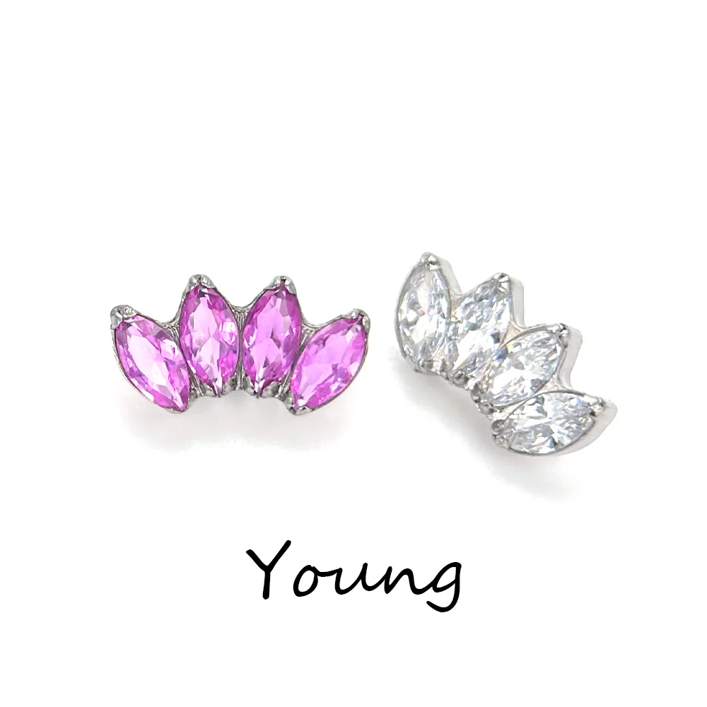 

F136 Titanium Alloy Fashion Simple Zircon Horse Eye Earrings Outer Teeth Lip Studs Ear Bone Studs Body Piercing Jewelry