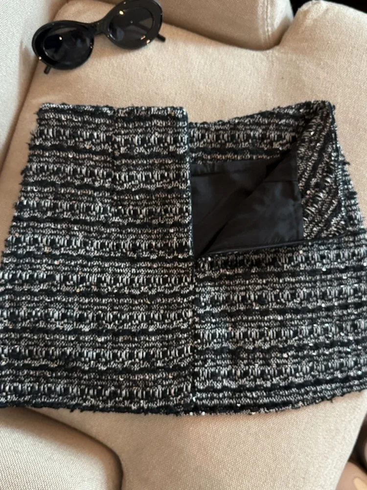 Kleine geurige stijl tweed A-lijn halve rok dames herfst en winter hoge taille heup knuffelen slim fit korte rok