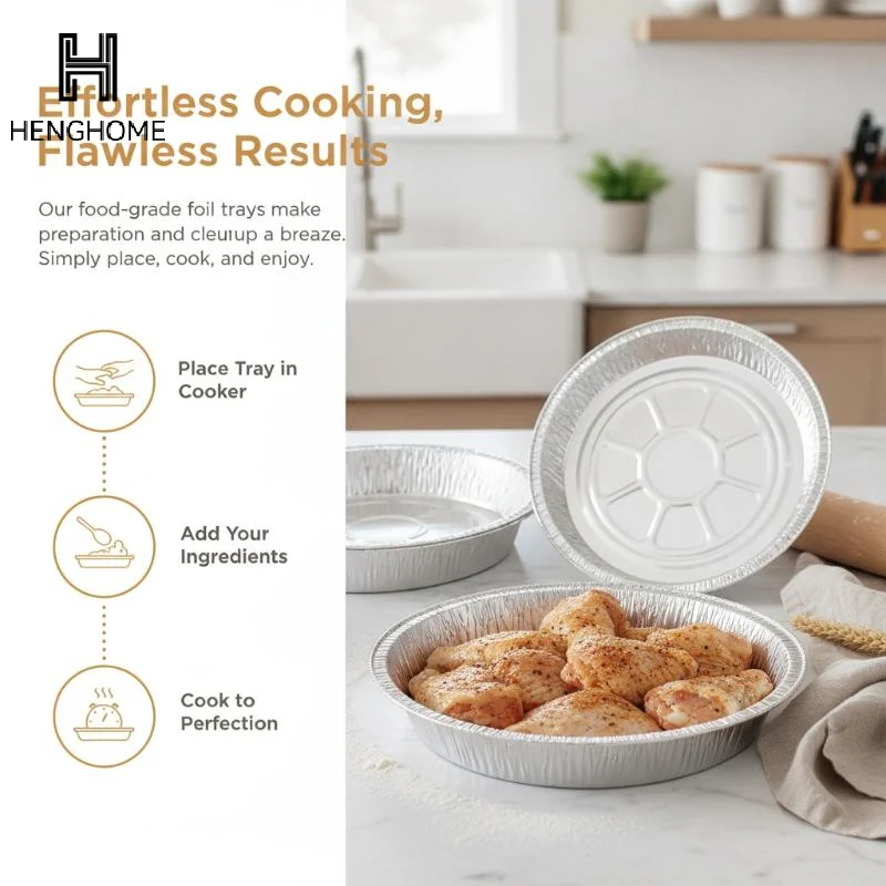 10PCS Round Foil Trays Foil Flan Dish Silver Foil Food Container Disposable Aluminum Foil Plate Tin Foil Pie Pans for Air Fryer