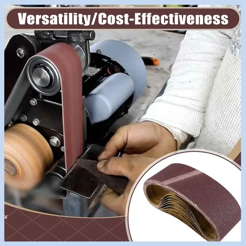 

AS63-10PCS 75X533mm Sanding Belts Aluminum Oxide 3X21in Abrasive Belts P60