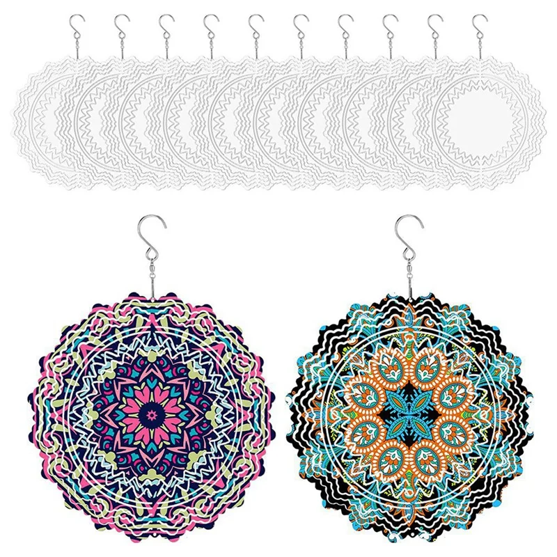 

6Pack 10 Inch Sublimation Wind Spinner Hanging Wind Sculpture For Outdoor Garden Yard Decoration